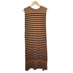 JOURNAL STANDARD Relume Sleeveless Maxi Dress M Brown Blue Stripe 100% Cotton